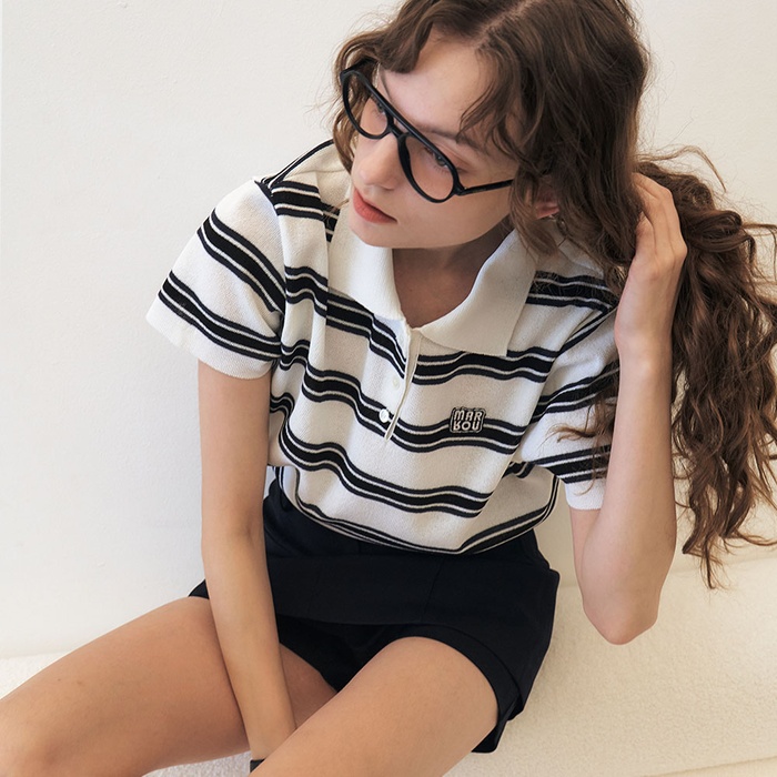 24 Summer_ White Stripe Polo Knit [예약]데일리 여성의류