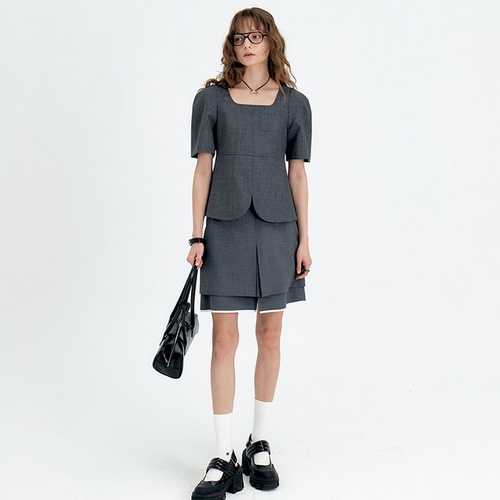 24 Summer_ D/Grey Pleated Midi Skirt [예약]데일리 여성의류