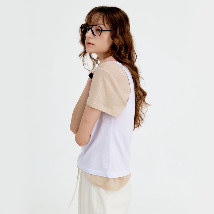 24 Summer_ Layered T-Shirt Set [Lilac + Beige]데일리 여성의류