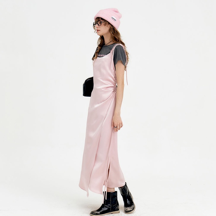 24 Summer_ Pink Side String Midi Dress [예약]데일리 여성의류